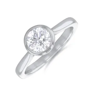 0.25ct Cleo Bezel Set Round Brilliant Cut Diamond Solitaire Engagement Ring | 18ct White Gold