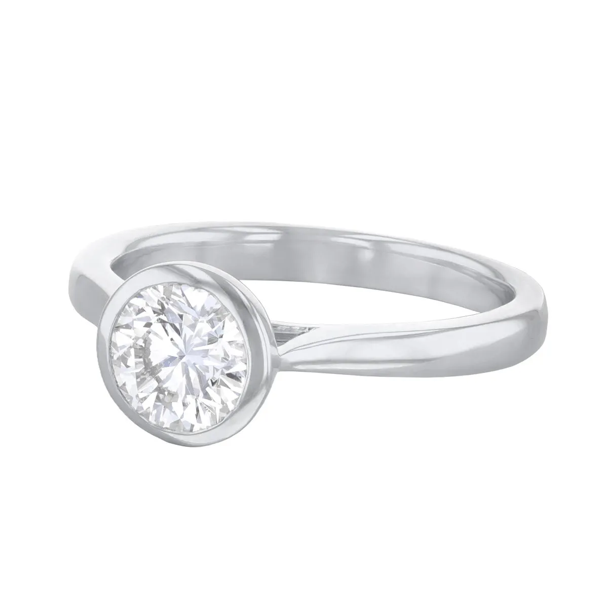 0.50ct Cleo Bezel Set Round Brilliant Cut Diamond Solitaire Engagement Ring | 18ct White Gold