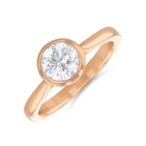 0.75ct Cleo Bezel Set Round Brilliant Cut Diamond Solitaire Engagement Ring | 18ct Rose Gold