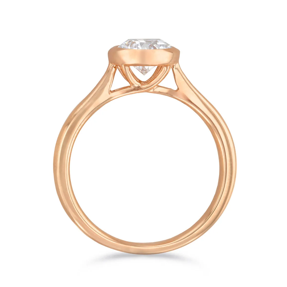 0.75ct Cleo Bezel Set Round Brilliant Cut Diamond Solitaire Engagement Ring | 18ct Rose Gold