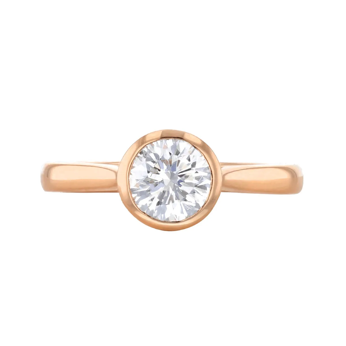 0.75ct Cleo Bezel Set Round Brilliant Cut Diamond Solitaire Engagement Ring | 18ct Rose Gold