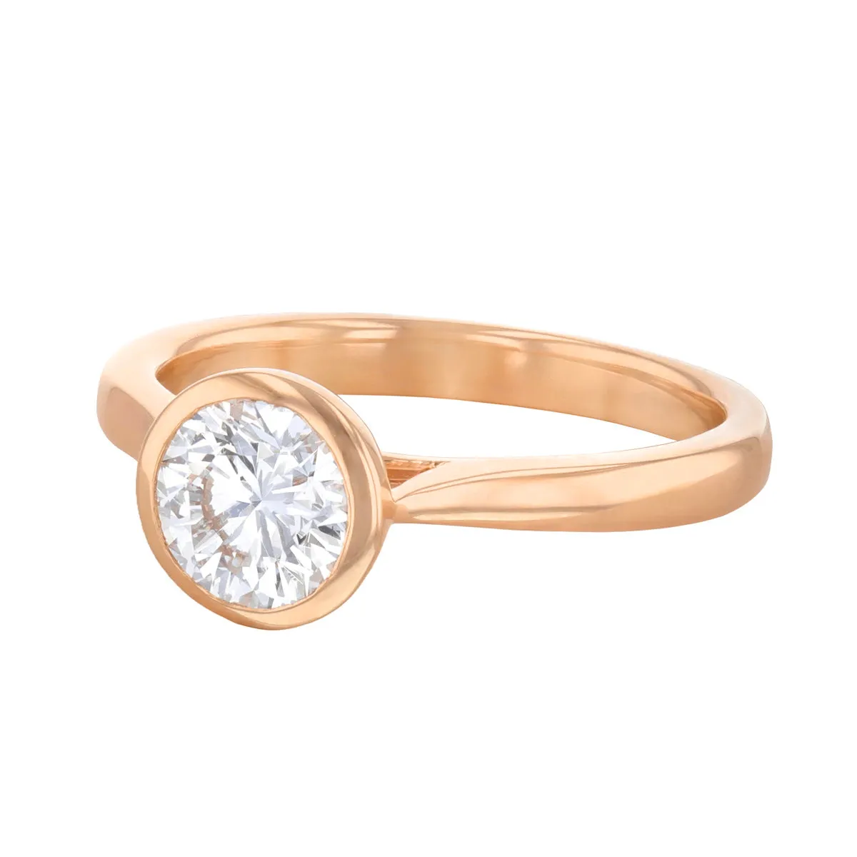 0.75ct Cleo Bezel Set Round Brilliant Cut Diamond Solitaire Engagement Ring | 18ct Rose Gold