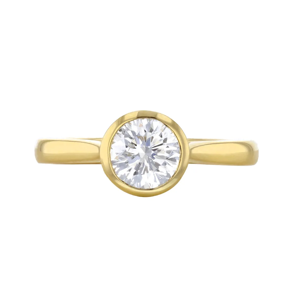 0.75ct Cleo Bezel Set Round Brilliant Cut Diamond Solitaire Engagement Ring | 18ct Yellow Gold