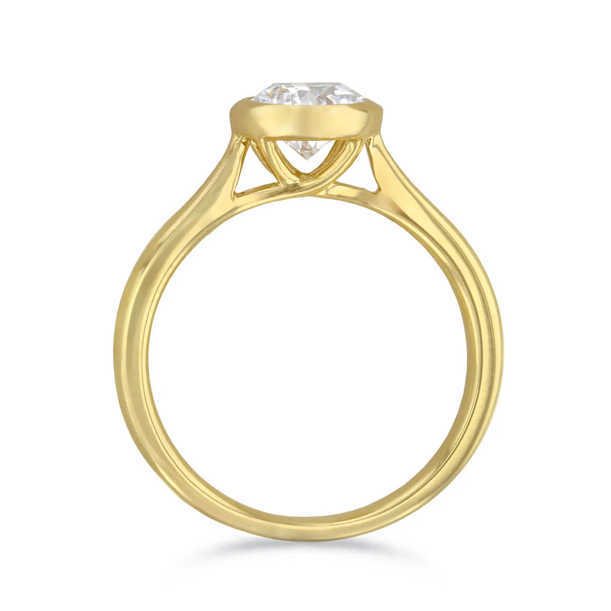 0.75ct Cleo Bezel Set Round Brilliant Cut Diamond Solitaire Engagement Ring | 18ct Yellow Gold