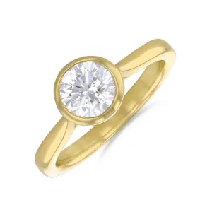 0.75ct Cleo Bezel Set Round Brilliant Cut Diamond Solitaire Engagement Ring | 18ct Yellow Gold