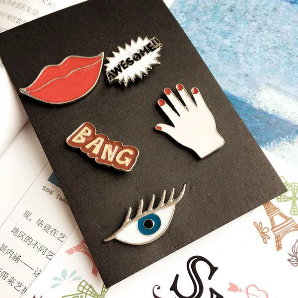 1 Set Bird Lip Fashion Cartoon Enamel Mini Button Brooch Pin Jewelry Accessories For Women Shirt Collar Pin Brooches Badge Gift