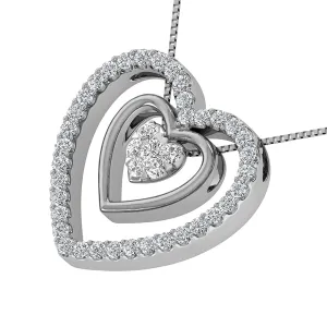 10K White Gold 1/2 Ct.Tw. Diamond Double Heart Pendant