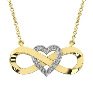 10K Yellow Gold 1/20 Ct.Tw. Diamond Infinity Pendant With Heart