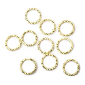 10mm Twisted Vermeil closed Jumpring 10 pcs per bag