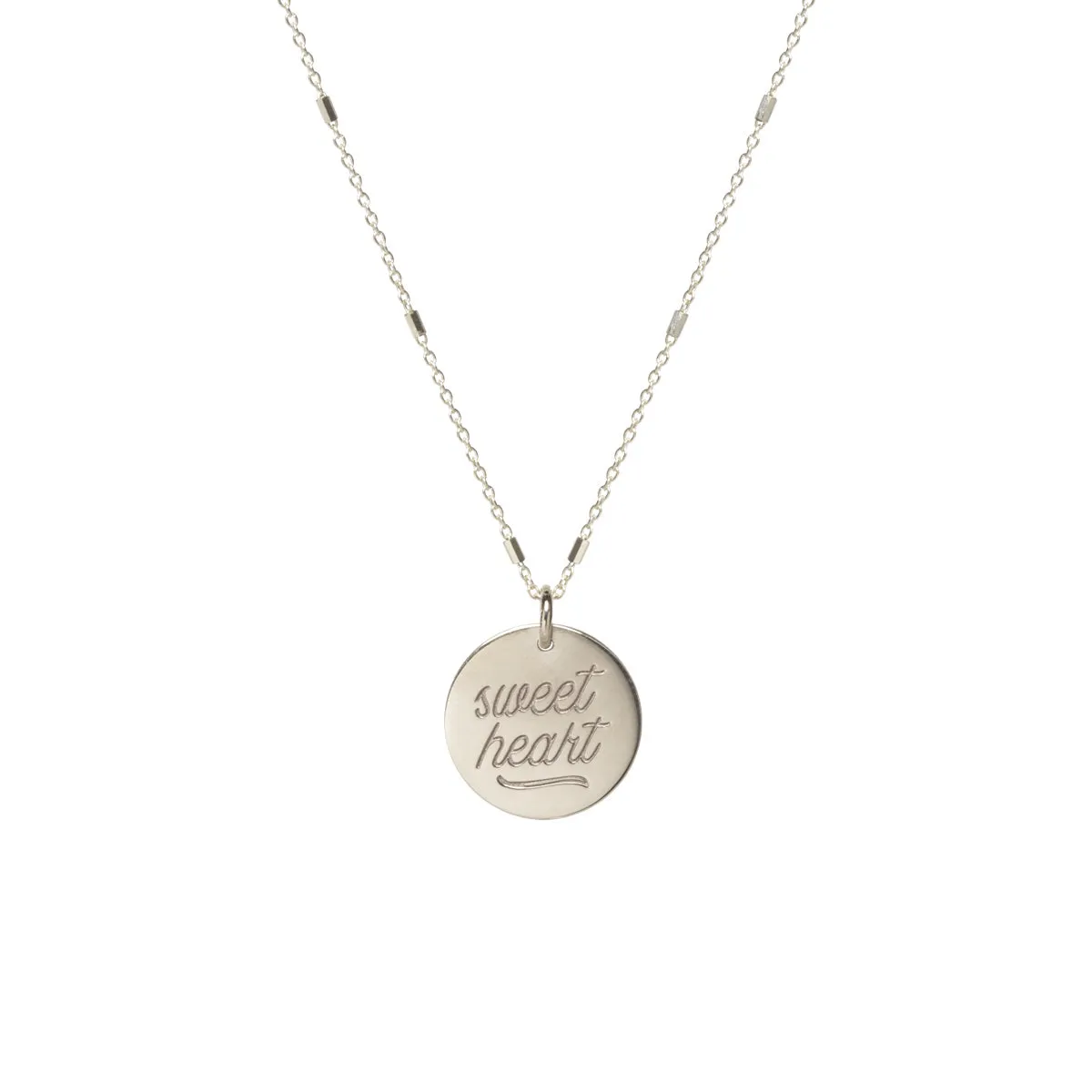 14k Amore Disc Bar and Cable Chain Necklace