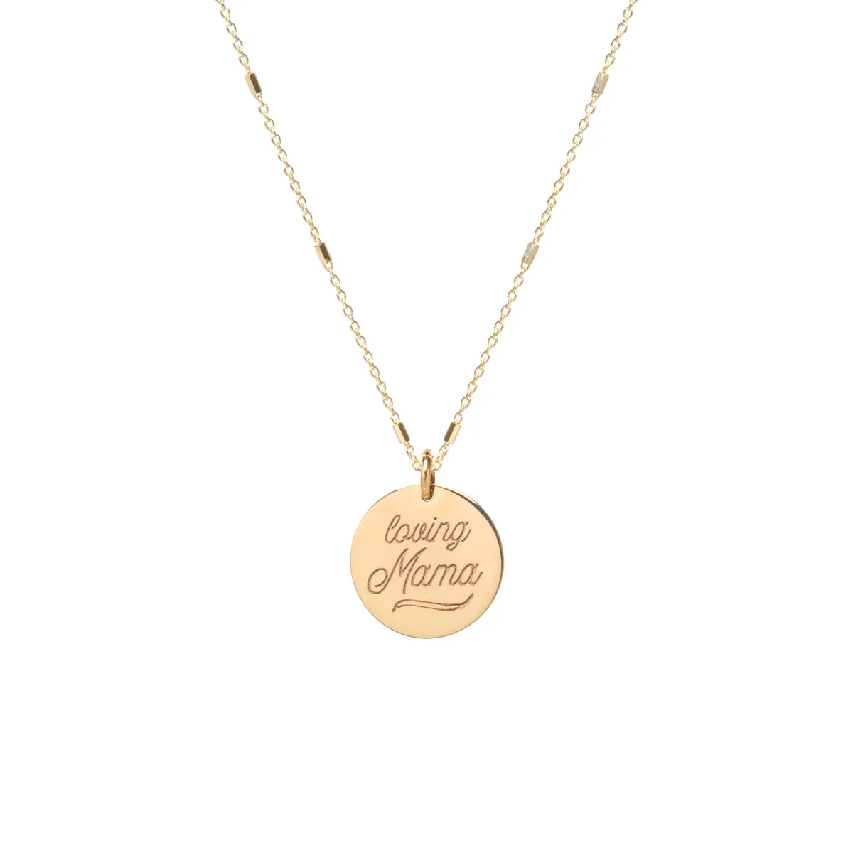 14k Amore Disc Bar and Cable Chain Necklace