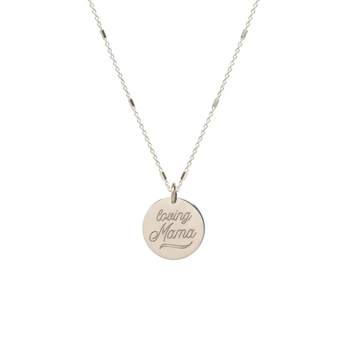 14k Amore Disc Bar and Cable Chain Necklace