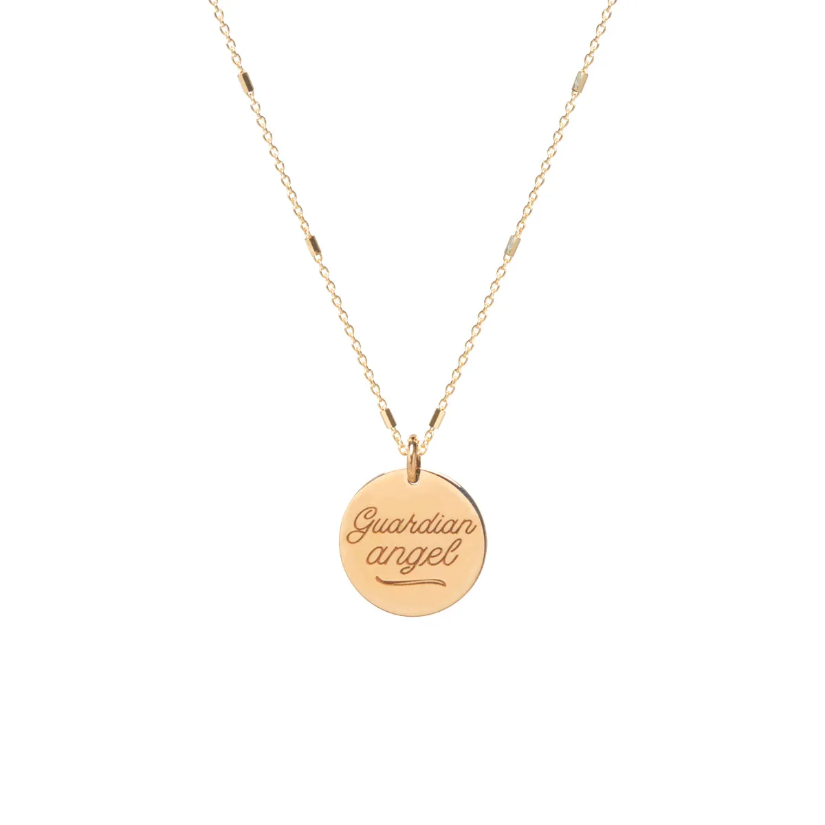 14k Amore Disc Bar and Cable Chain Necklace