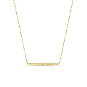 14k Engraved Thin ID Bar Necklace with Diamond