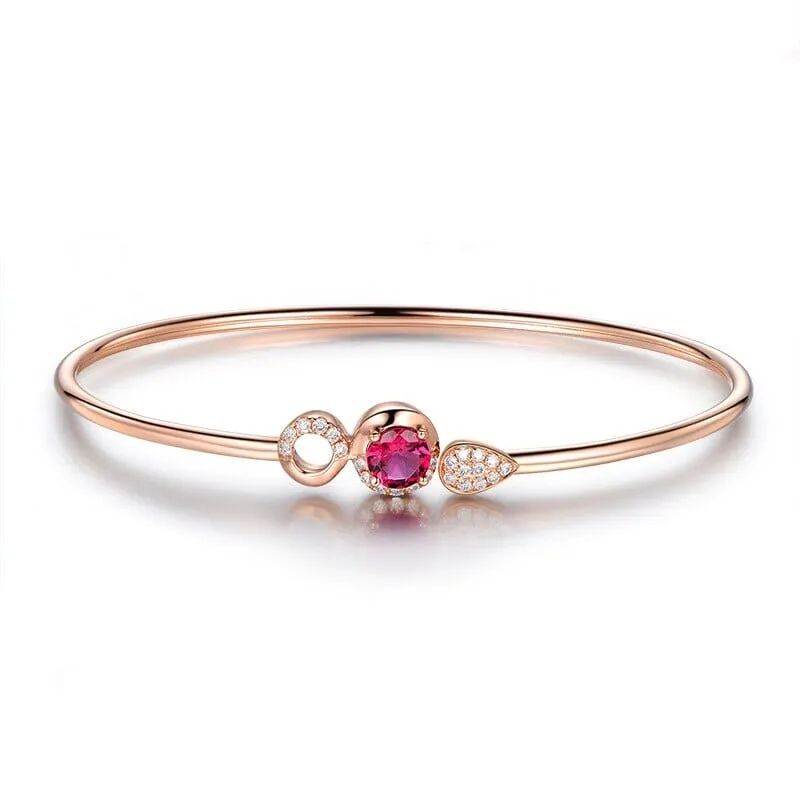 14K Rose Gold Ruby Cuff Bracelet