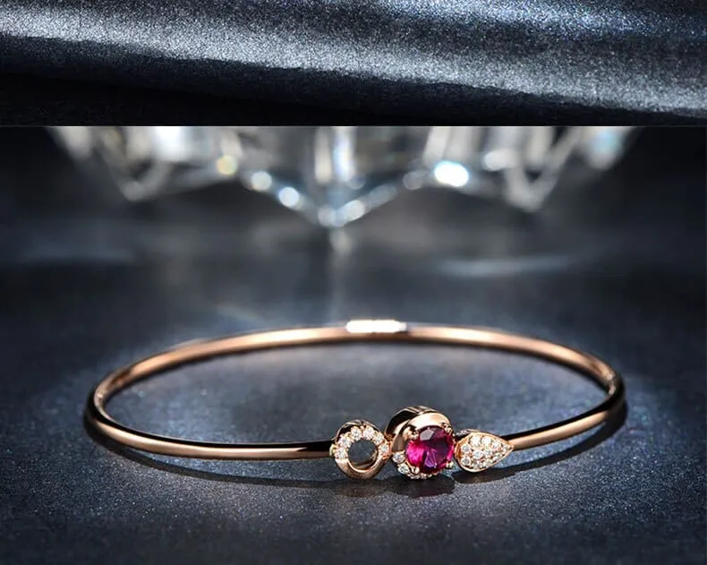 14K Rose Gold Ruby Cuff Bracelet