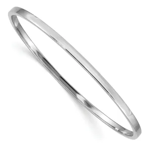 14k White Gold 3MM Square Tube Slip-on Bangle