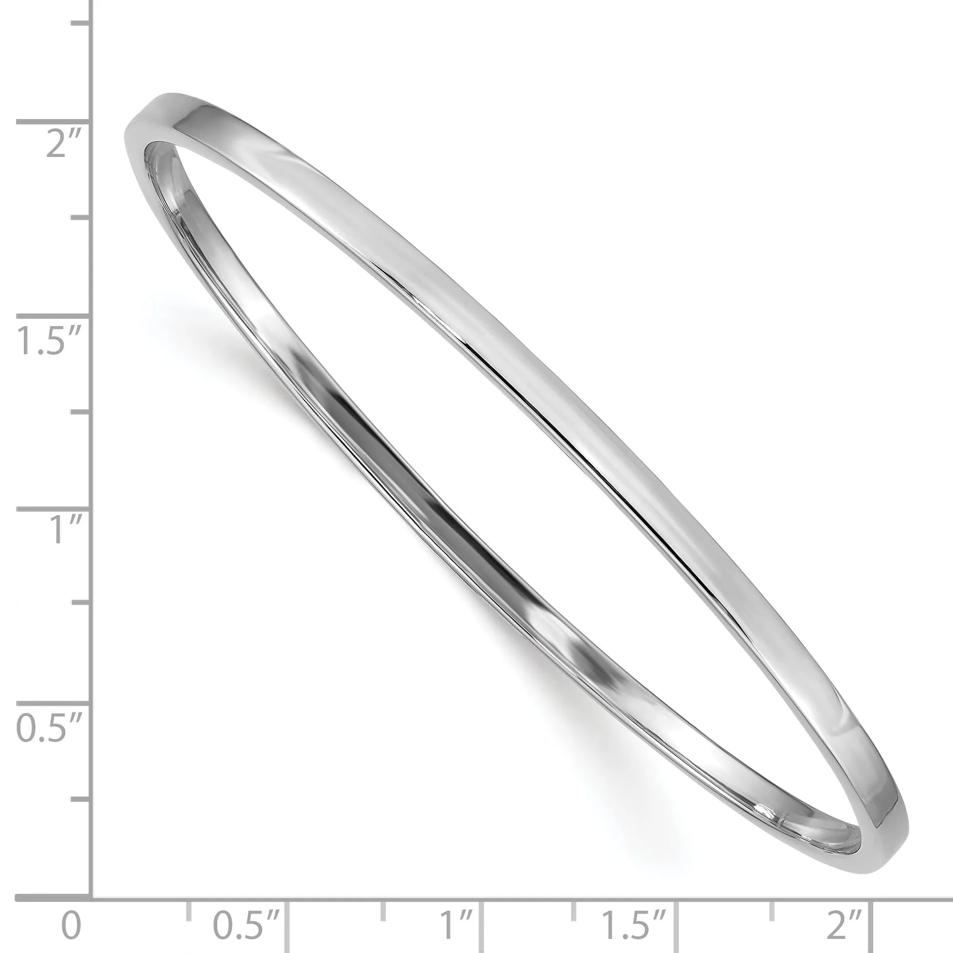 14k White Gold 3MM Square Tube Slip-on Bangle