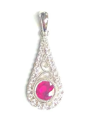 14KW Ruby & Diamond Filigree Pendant