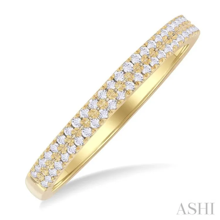 1/5 Ctw Double Row Round Cut Diamond Fashion Ring in 14K Yellow Gold