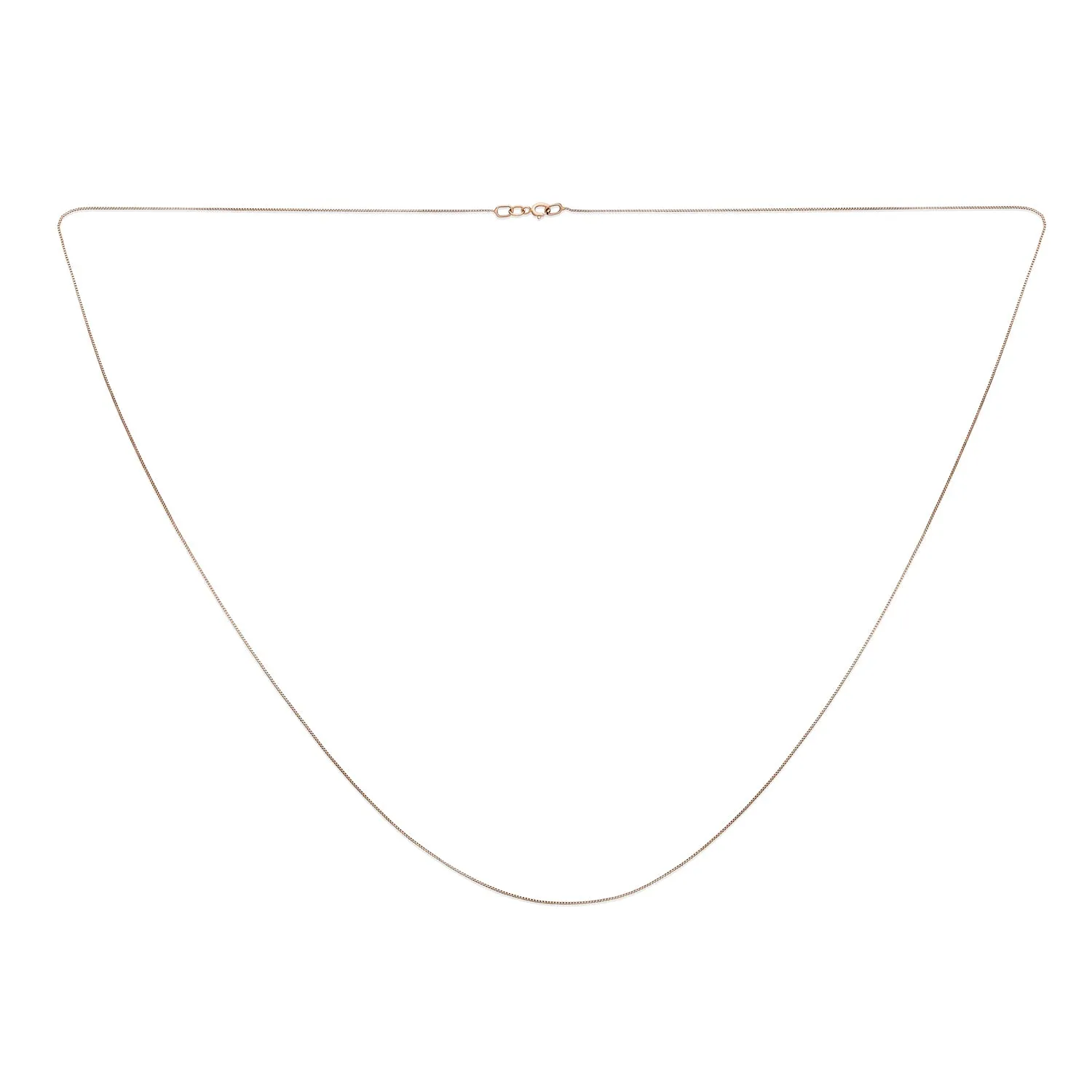 1.5 mm Thin 14K Rose Gold Box Chain Necklace Italian Made Multiple Lengths