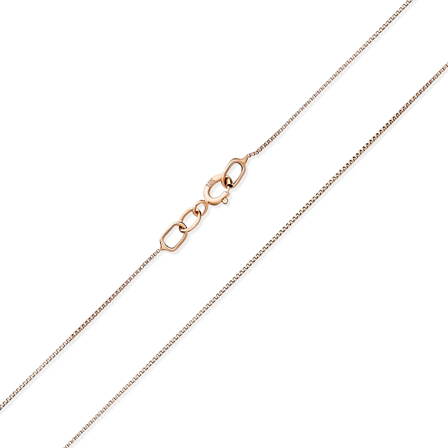 1.5 mm Thin 14K Rose Gold Box Chain Necklace Italian Made Multiple Lengths