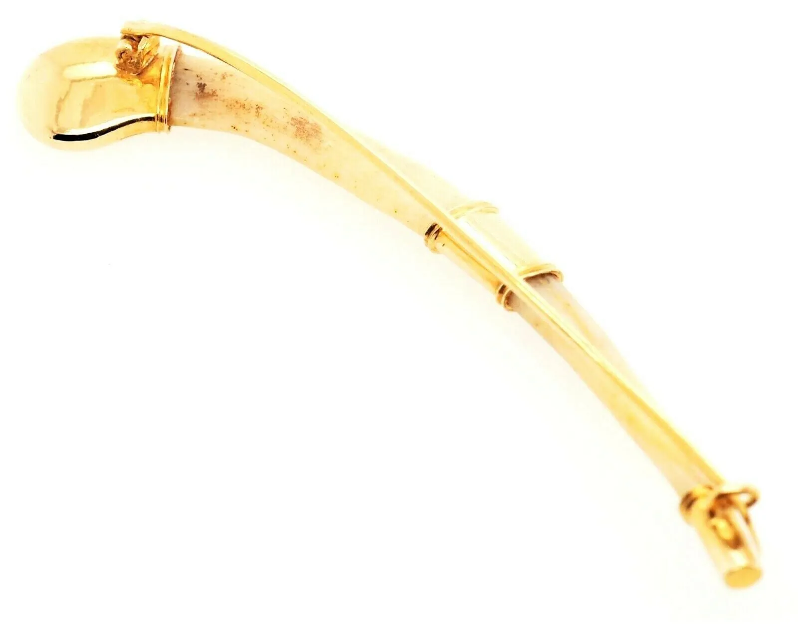 18ct Yellow Gold Curved Boar Tusk Brooch