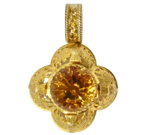 18k Gold and Citrine Vintage Pendant