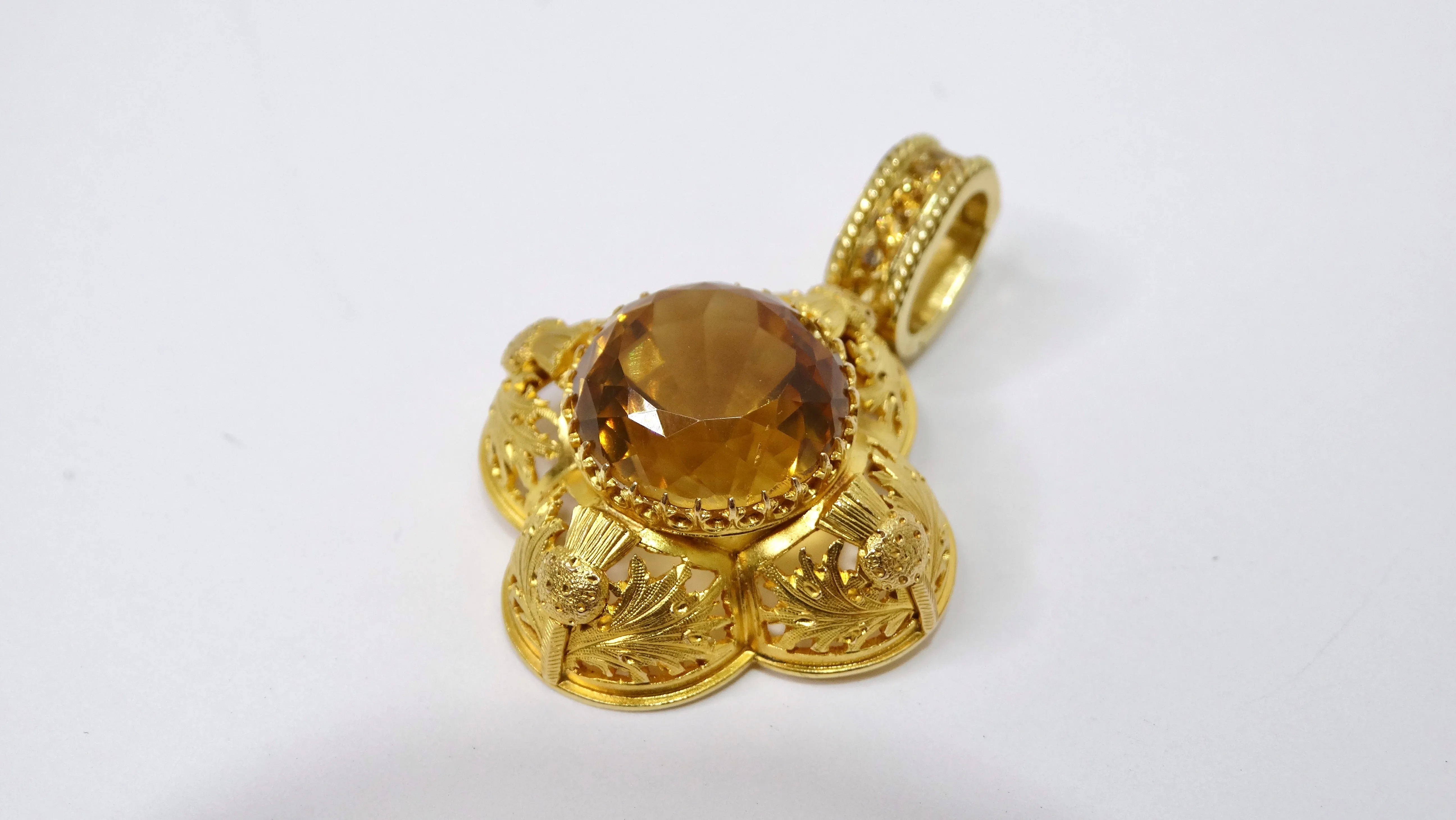 18k Gold and Citrine Vintage Pendant