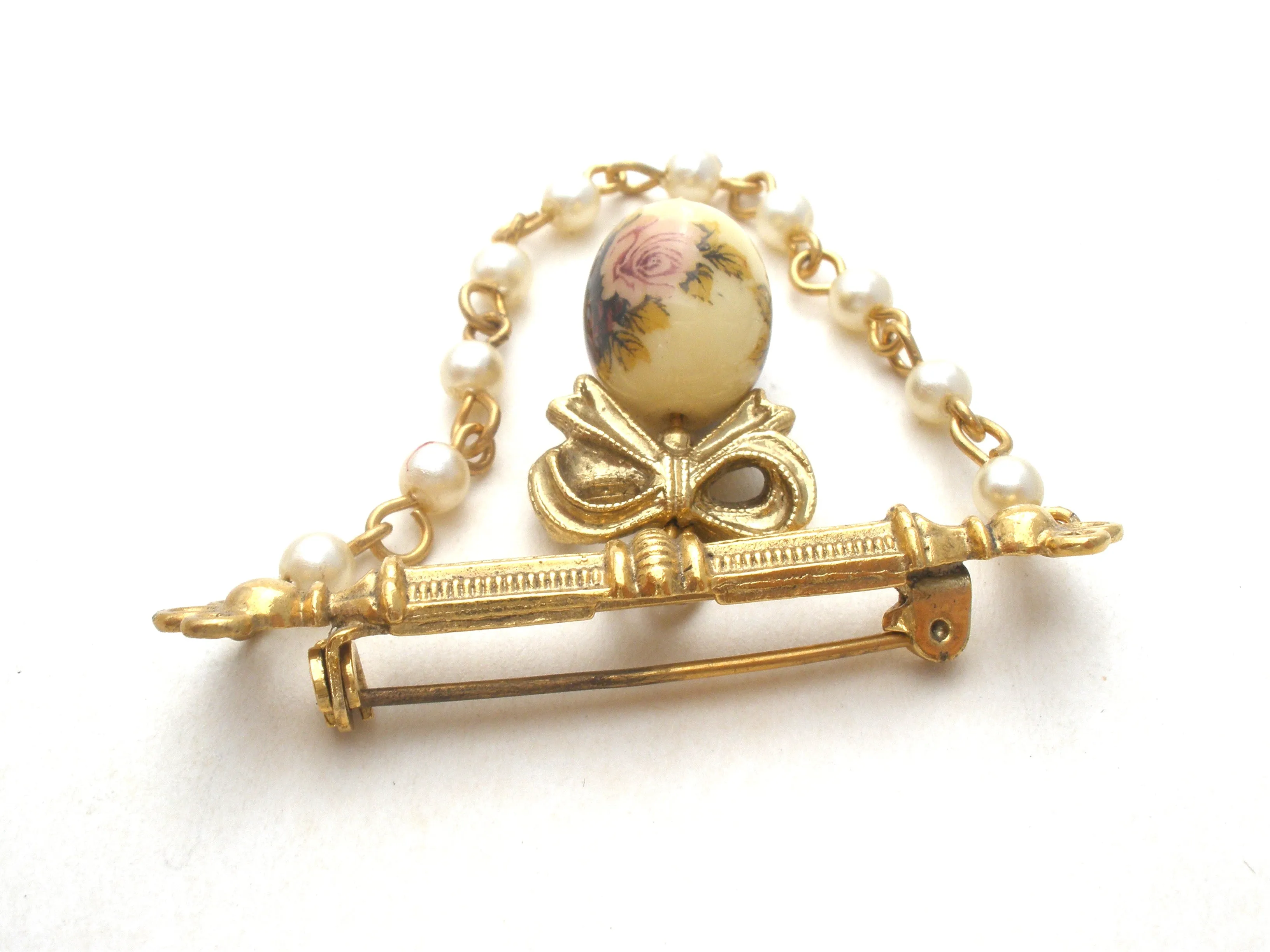 1928 Co Rose & Pearl Brooch Vintage