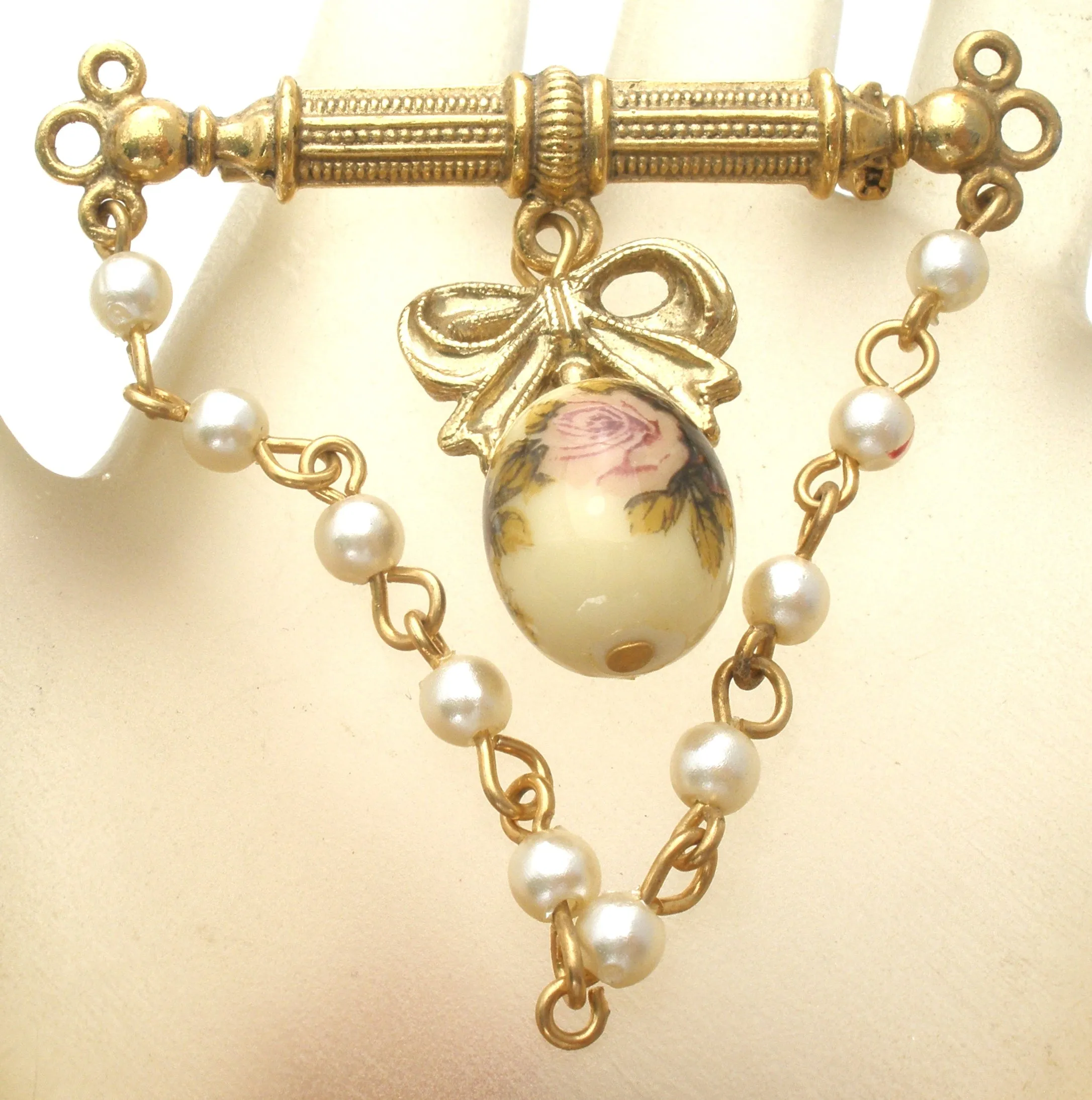 1928 Co Rose & Pearl Brooch Vintage