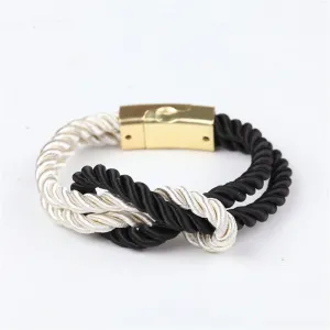 2017 Hot Fashion Bracelets Braided Rope Chain With a Magnetic Clasp With Bow Charm of Leather Men and Women Jewelry Bangles