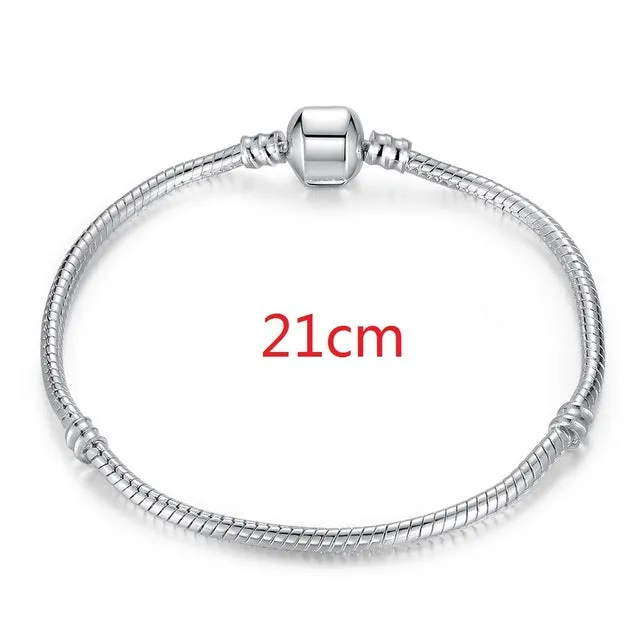 2017 Hot Silver Love Snake Chain Fit Original Bracelet Charm Bead Jewelry Gift For Men Women 16-21cm XCH1092