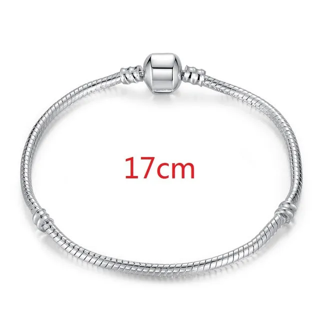 2017 Hot Silver Love Snake Chain Fit Original Bracelet Charm Bead Jewelry Gift For Men Women 16-21cm XCH1092