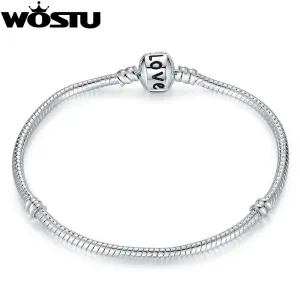 2017 Hot Silver Love Snake Chain Fit Original Bracelet Charm Bead Jewelry Gift For Men Women 16-21cm XCH1092