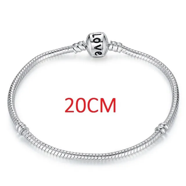 2017 Hot Silver Love Snake Chain Fit Original Bracelet Charm Bead Jewelry Gift For Men Women 16-21cm XCH1092