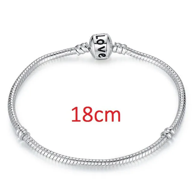 2017 Hot Silver Love Snake Chain Fit Original Bracelet Charm Bead Jewelry Gift For Men Women 16-21cm XCH1092