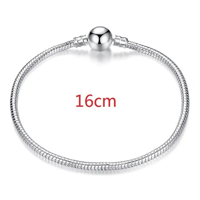 2017 Hot Silver Love Snake Chain Fit Original Bracelet Charm Bead Jewelry Gift For Men Women 16-21cm XCH1092