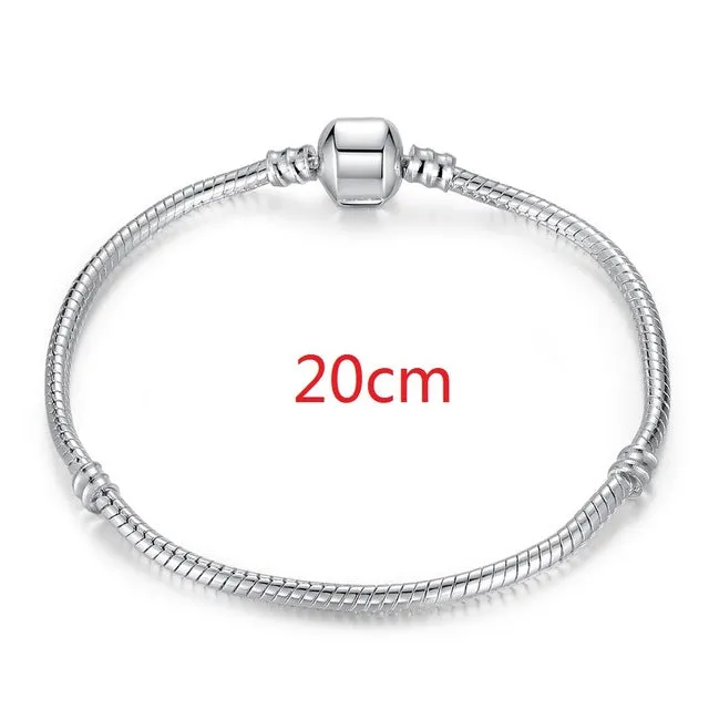 2017 Hot Silver Love Snake Chain Fit Original Bracelet Charm Bead Jewelry Gift For Men Women 16-21cm XCH1092