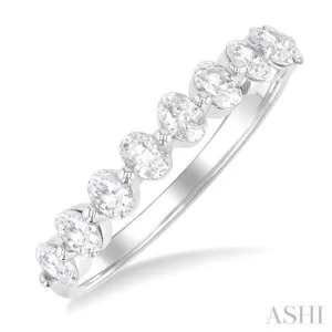 3/4 Ctw Half Eternity Oval Cut Diamond Fashion Band in 14K White Gold