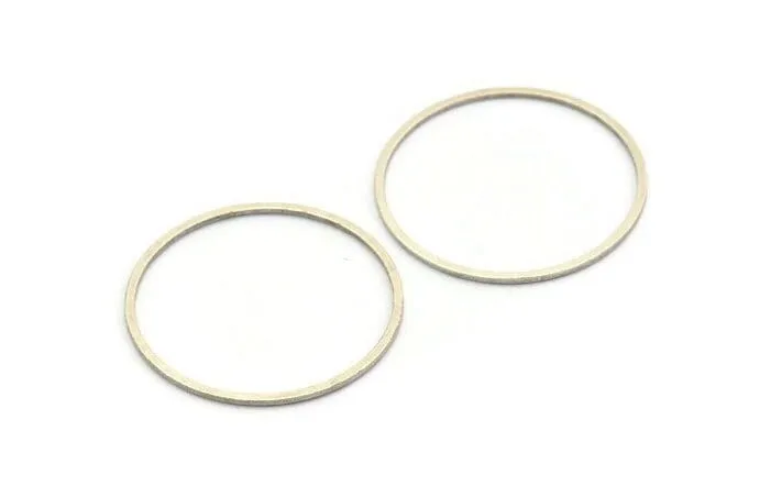 37.5mm Circle Connectors - 6 Antique Silver Plated Brass Circle Connectors (37.5x1.4x1mm) A6094 H0348