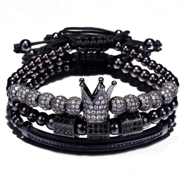 3pcs/Set Luxury Jewelry New Zircon Hip Hop Gold Bracelets Men Cubic Micro Pave CZ Charm Braided Braiding Pulseira