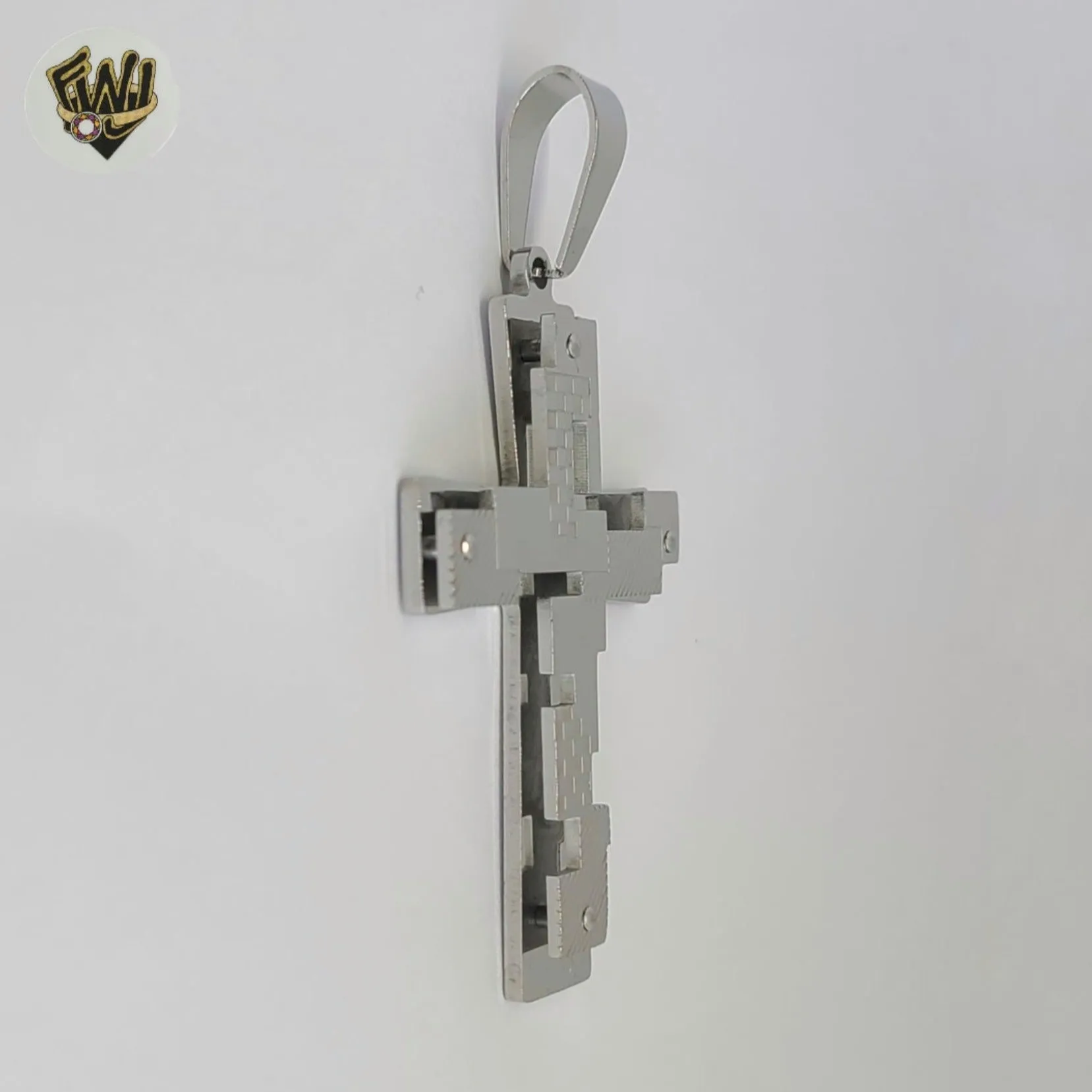 (4-2376) Stainless Steel - Carved Cross Pendants.