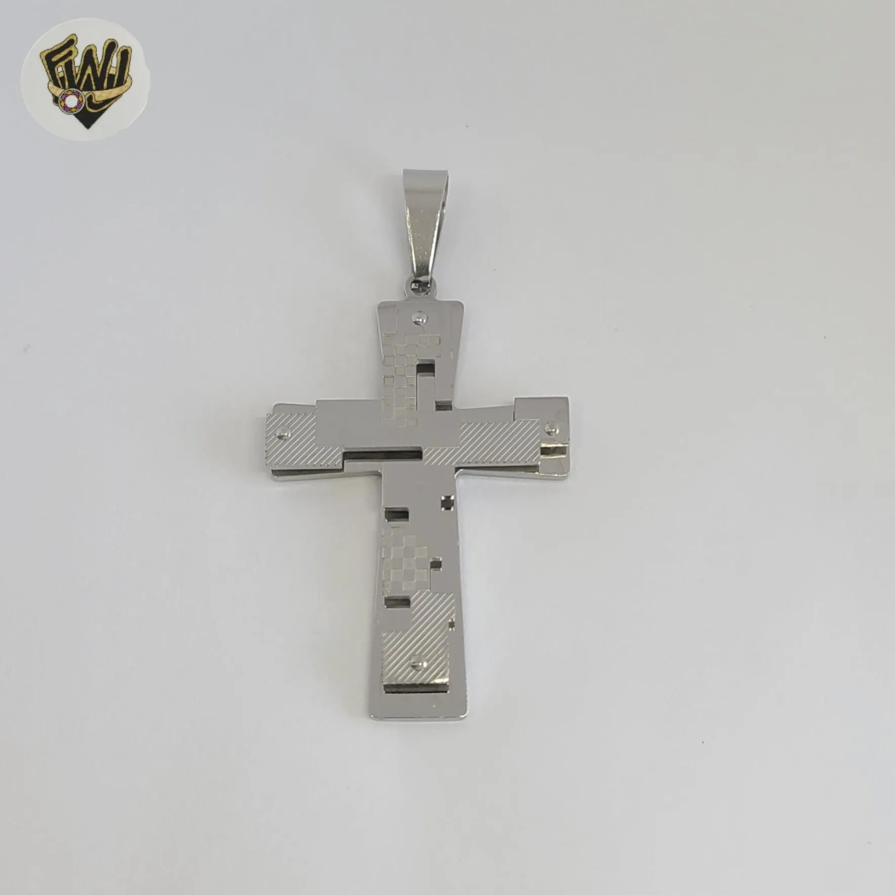 (4-2376) Stainless Steel - Carved Cross Pendants.