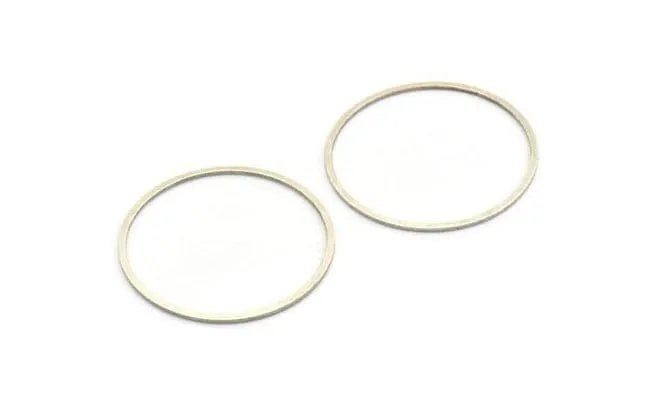 43mm Circle Connectors - 6 Antique Silver Plated Brass Circle Connectors (43x1.4x1mm) A6097