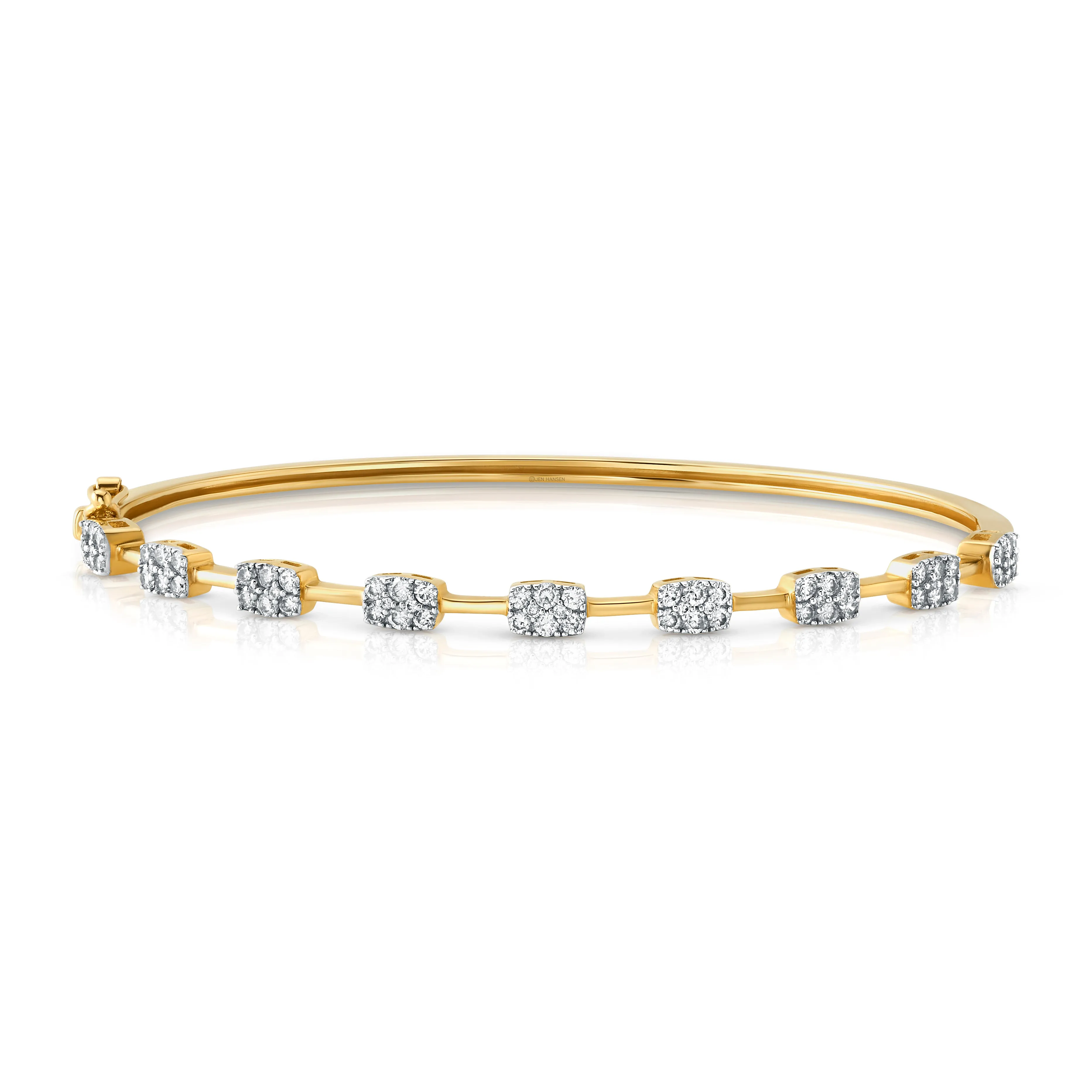 9 DIAMOND STUDDED BANGLE, 14kt GOLD