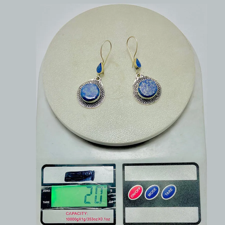 Antique Lapis Lazuli Handmade Earrings,