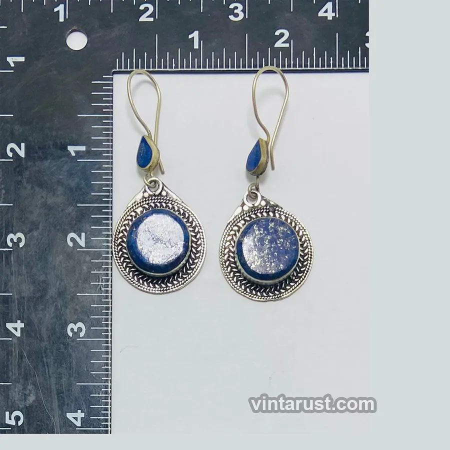 Antique Lapis Lazuli Handmade Earrings,