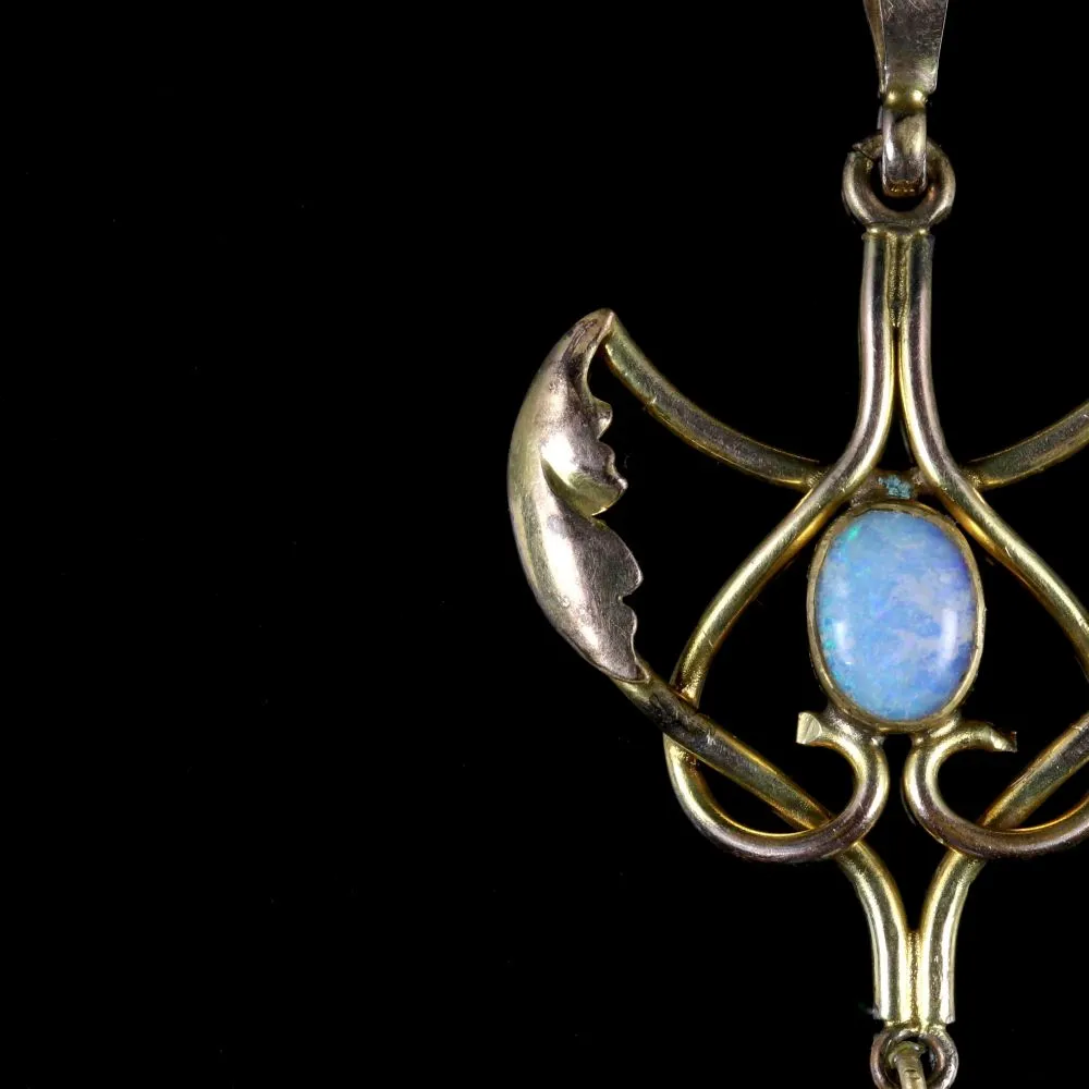 Antique Victorian Opal Pendant 9Ct Gold Circa 1900