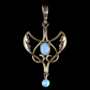 Antique Victorian Opal Pendant 9Ct Gold Circa 1900